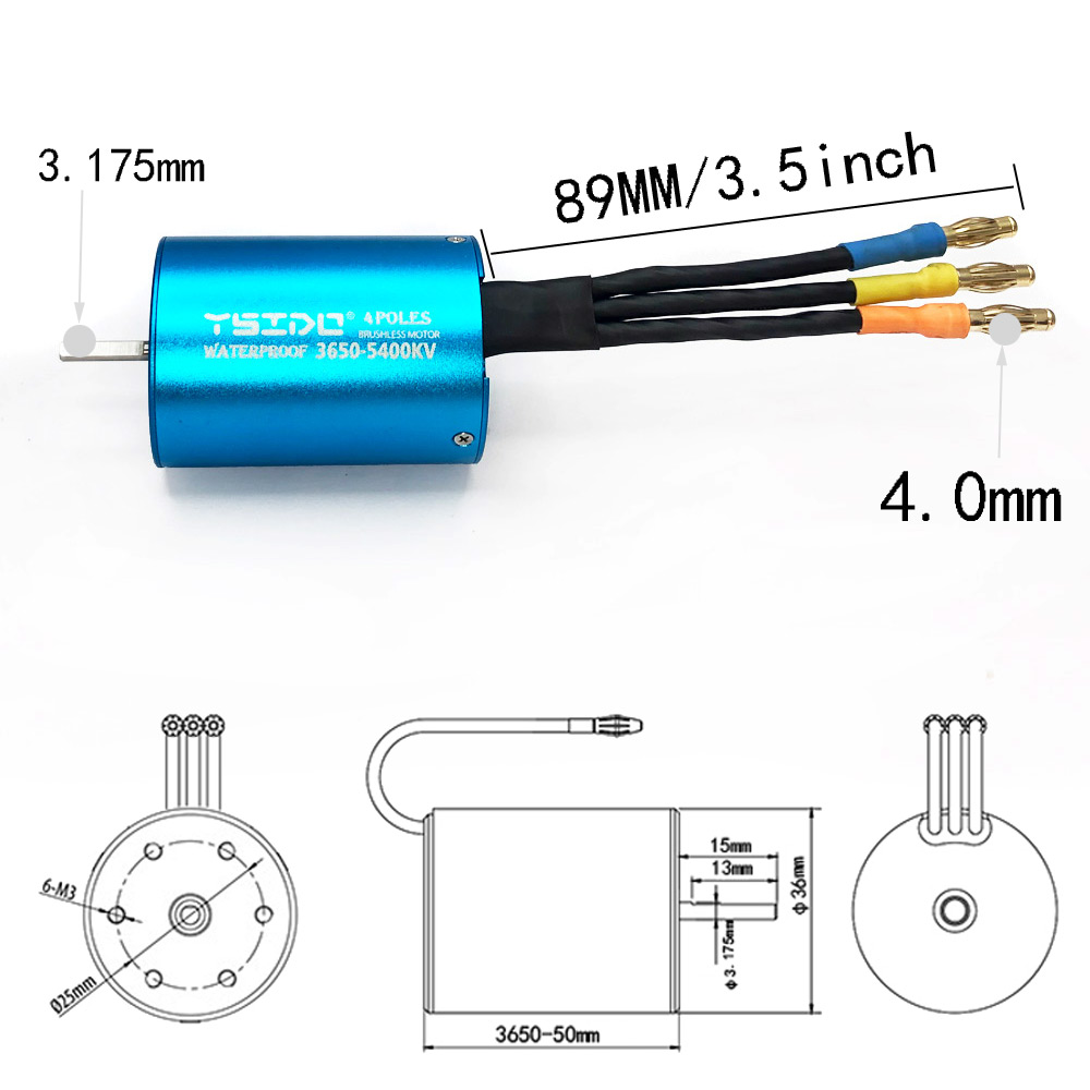 YSIDO 3650 3600KV 5400KV 9500K – обзор и цена Brushless Motor 3650